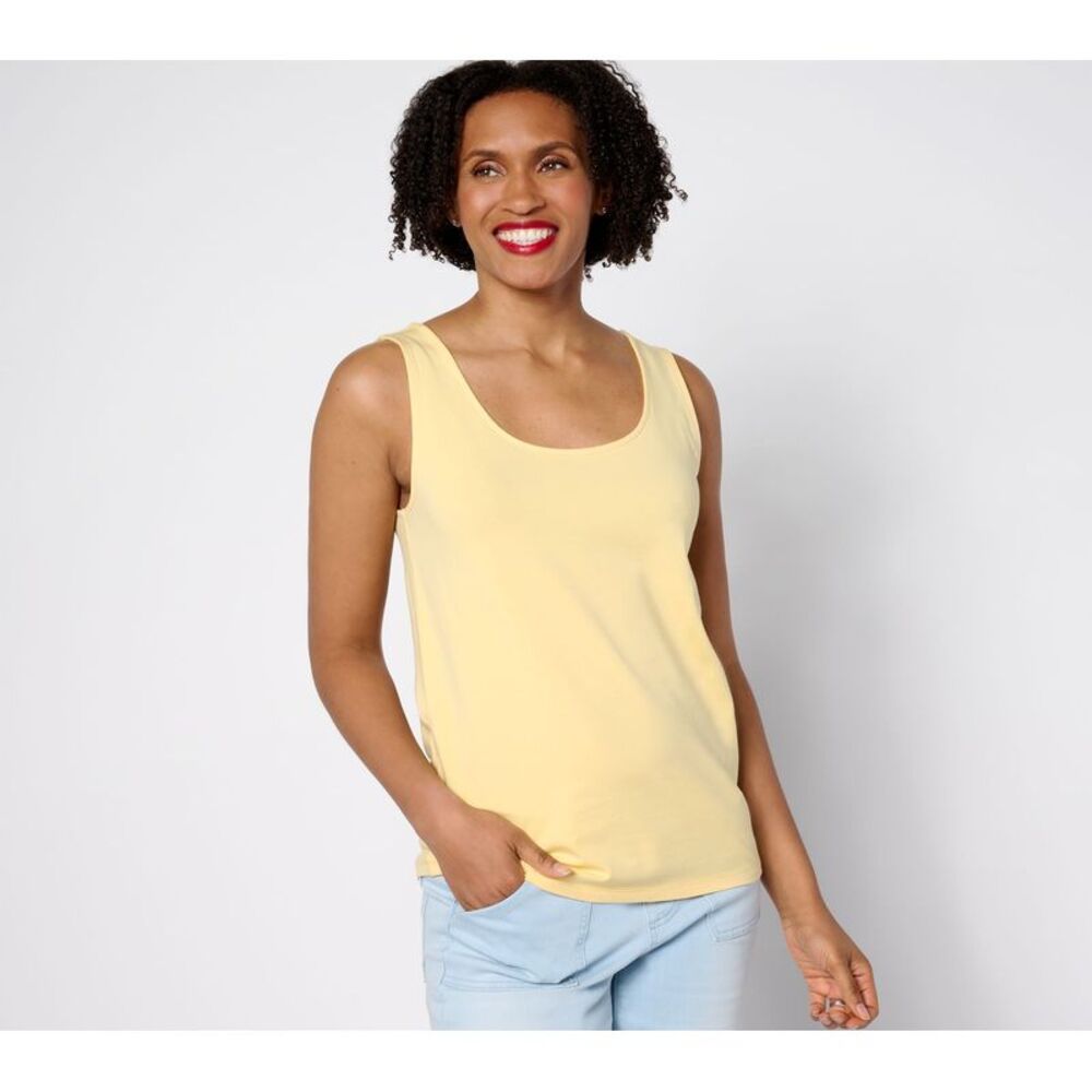 Liberare Women's Top Sz M Scoop Neck Knit Tank Yellow A637338